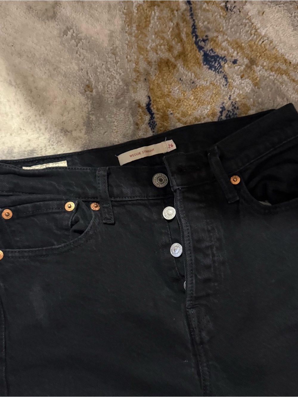 Levi’s wedgie high waist straight jeans 26 x 28 black - Picture 3 of 4